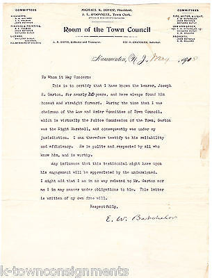 E. W. BACHELOR POLICE SHERIFF HAMMONTON NJ ANTIQUE AUTOGRAPH SIGNED LETTERHEAD - K-townConsignments