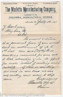 COLUMBIA AGRICULTURAL WORKS MARIETTA PA ANTIQUE FARM IMPLIMENT ADVERTISING 1891 - K-townConsignments