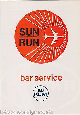 KLM ROYAL DUTCH AIRLINE VINTAGE SUN RUN GRAPHIC ADVERTISING BAR DRINKS MENU - K-townConsignments