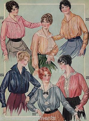 WOMENS FASHION DESIGN FANCY COLLARED SHIRTS ANTIQUE GRAPHIC ADVERTISING PRINT - K-townConsignments
