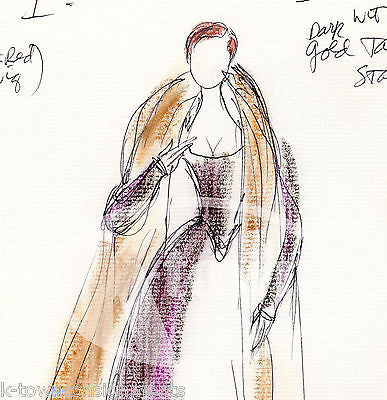 LADY MAE ACT I SILK DRESS ORIGINAL BROADWAY THEATRE PLAY COSTUME DESIGN SKETCH - K-townConsignments