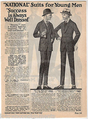 NATIONAL CLOAK & SUIT COMPANY YOUNG MENS FASHIONS ANTIQUE ADVERTISING PRINT - K-townConsignments