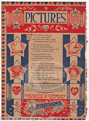 COLGATE TOOTHPASTE DENTAL CREAM ANTIQUE PATRIOTIC GRAPHIC ADVERTISING PRINT - K-townConsignments