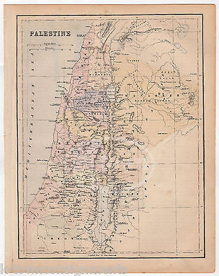 Palestine Israel Map Old Testament Middle East Antique Bible Print - K-townConsignments