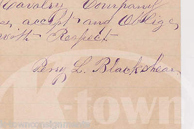 LIEUTENANT PERRY L. BLACKSHEAR GEORGIA CAVALRY SOLDIER SIGNED ARMY LETTER 1876 - K-townConsignments