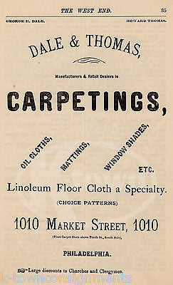 EARLY LINOLEUM CLOTH FLOORS & CARPETING PHILADELPHIA PA ANTIQUE ADVERTISEMENT - K-townConsignments