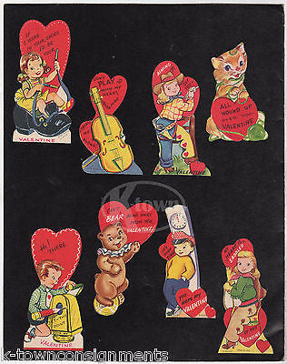 CUTE COWGIRLS TAXI BOY VIOLIN & MORE VINTAGE VALENTINE'S DAY CARDS SALES DISPLAY - K-townConsignments