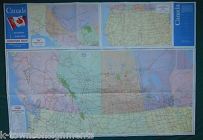 CANDADA & NORTHERN UNITED STATES VINTAGE GRAPHIC ILLUSTRATED LARGE FOLD-OUT MAP - K-townConsignments