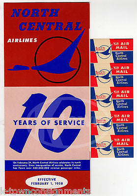 NORTH CENTRAL AIRLINES VINTAGE GRAPHIC ADVERTISING 10YRS FLIGHT PACKET & FLYERS - K-townConsignments