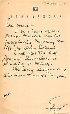 ERICH BRANDIES FRANKLIN ROOSEVELT HISTORIAN ORIGINAL AUTOGRAPH SIGNED LETTER - K-townConsignments