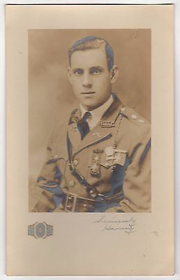 YOUNG DECORATED ROTC SOLDIER WITH AWARDS & MEDALS ANTIQUE PHOTOGRAPH 1929 - K-townConsignments