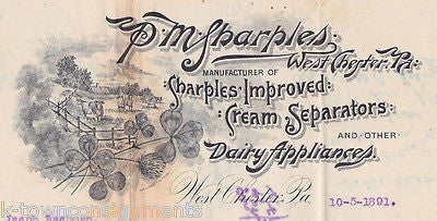 SHARPLES DAIRY CREAMERY WEST CHESTER PA ANTIQUE GRAPHIC ADVERTISING LETTERHEAD - K-townConsignments