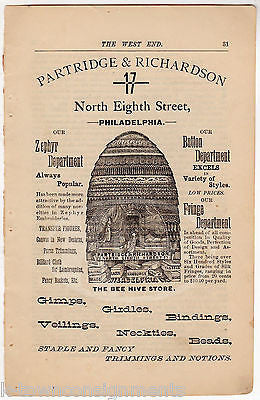 PARTRIDGE RICHARDSON BEE HIVE STORE PHILADELPHIA CLOTHIER ANTIQUE ADVERTISEMENT - K-townConsignments