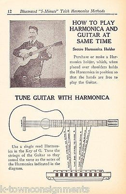 HOW TO PLAY BLUES HARMONICA ANTIQUE GRAPHIC ILLUSTRATED MUSIC INSTRUCTION BOOK - K-townConsignments