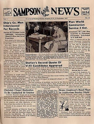 SAMPSON NEW YORK NAVAL TRAINING STATION VINTAGE WWII MILITARY NEWS MAGAZINE 1943 - K-townConsignments