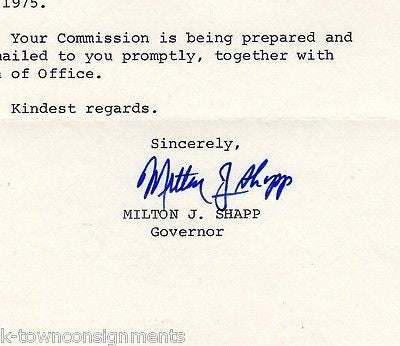 MILTON SHAPP PENNSYLVANIA GOVERNOR AUTOGRAPH SIGNED LETTERHEAD TO DR ROTHMAN - K-townConsignments