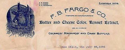 FARGO BUTTER & CHEESE DAIRY LAKE MILLS WISCONSIN ANTIQUE ENGRACING LETTERHEAD - K-townConsignments