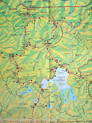 YELLOWSTONE NATIONAL PARK WYOMING VINTAGE GRAPHIC ADVERTISING FOLDOUT POSTER MAP - K-townConsignments