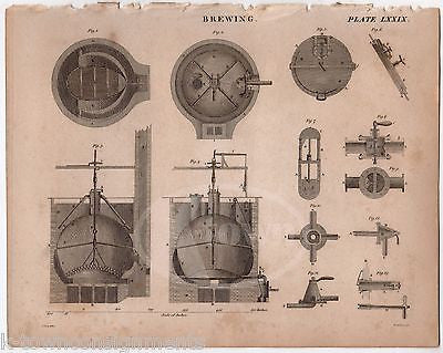 BEER BREWERY BREWING TANK ARCHITECTURE DESIGN ANTIQUE GRAPHIC ENGRAVING PRINT - K-townConsignments