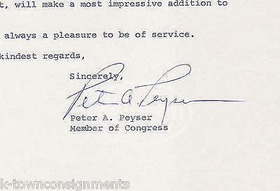 PETER PEYSER NEW YORK CONGRESSMAN ORIGINAL AUTOGRAPH SIGNED LETTERHEAD - K-townConsignments