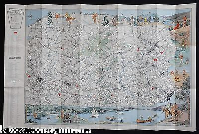 PENNSYLVANIA STATE PARKS LAKES CAMPING SKI & GOLF VINTAGE GRAPHIC MAP POSTER - K-townConsignments