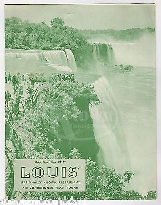 LOUIS' NATIONALLY KNOWN RESTAURANT NIAGARA FALLS VINTAGE DELUXE DINNER MENU - K-townConsignments
