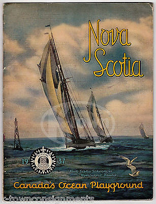 NOVA SCOTIA CANADA ANTIQUE GRAPHIC ILLUSTRATED TRAVEL ADVERTISING MAGAZINE 1937 - K-townConsignments