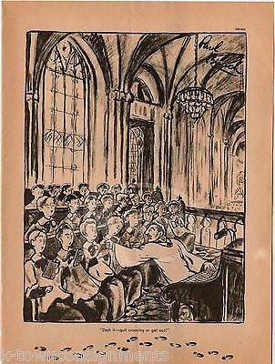 CHURCH CHOIR BOY CROONING VINTAGE HUMOROUS CARTOON GRAPHIC ILLUSTRATION PRINT - K-townConsignments