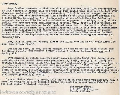 HAROLD FLAKSER MUSIC HISTORIAN AUTOGRAPH SIGNED AIR SHIP LETTER TO FRANK DRIGGS - K-townConsignments