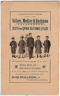 Sellers Medlar Bachman 6th & Penn Clothing Store Reading PA Antique Advertising - K-townConsignments