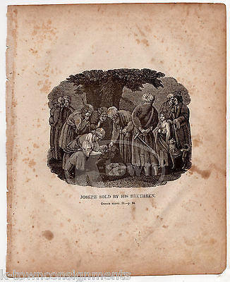 GENESIS 37:28 JOSEPH SOLD INTO SLAVERY ANTIQUE BIBLE ENGRAVING PRINT 1846 - K-townConsignments