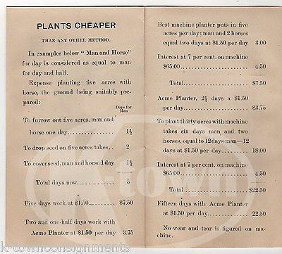 ACME POTATO PLANTER TRAVERSE CITY MICHIGAN ANTIQUE FARM ADVERTISING BROCHURE - K-townConsignments