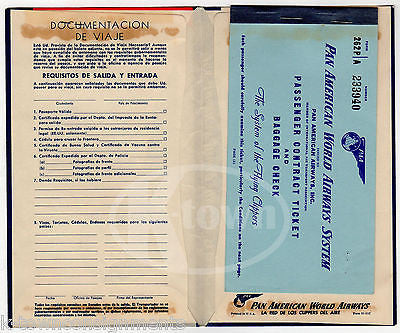 PAN AMERICAN AIRWAYS VINTAGE GRAPHIC ADVERTISING POSTCARD FLIGHT PACKET & FLYERS - K-townConsignments