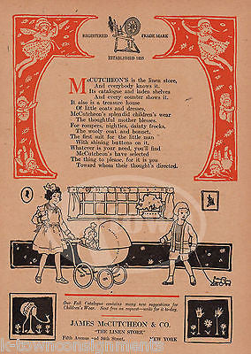 JAMES McCUTCHEON LINEN STORE ANTIQUE CHILDREN'S POEM GRAPHIC ADVERTISING PRINT - K-townConsignments