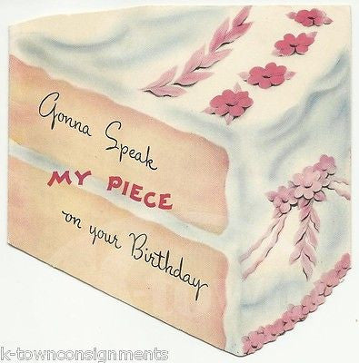 You Take the Cake Vintage Graphic Art Birthday Greetings Card - K-townConsignments