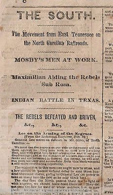 SHERMAN'S MARCH WILMINGTON BATTLE & CAPTAIN BEALL EXECUTION CIVIL WAR NEWSPAPER - K-townConsignments