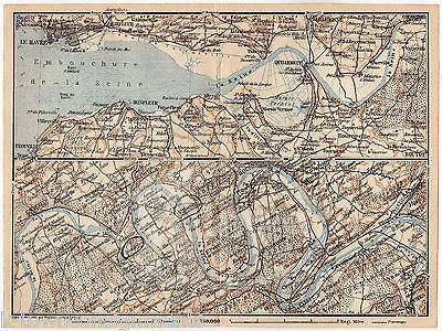 TOURS ROUES FUMAY COURONNE FRANCE ANTIQUE FOLD-OUT MAPS LOT WAGNER LEIPZIG 1909 - K-townConsignments