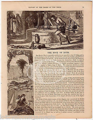 The Book of Ruth Antique Christian Bible Stories Graphic Art Engraving Print - K-townConsignments