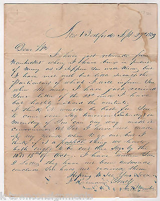 JOHN B. MEADER NEW BEDFORD MASSACHUSETTS ANTIQUE SIGNED MAIL COVER LETTER 1839 - K-townConsignments