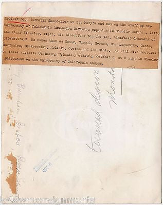 BROTHER LEO ST MARY'S CHANCELLOR UNIVERSITY OF CALIFORNIA NEWS PRESS PHOTO - K-townConsignments