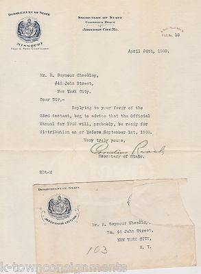 CORNELIUS ROACH JEFFERSON CITY MISSOURI ANTIQUE AUTOGRAPH SIGNED STATIONERY NOTE - K-townConsignments