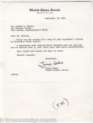JESSE HELMS NORTH CAROLINA SENATOR VINTAGE AUTOGRAPH SIGNED STATIONERY LETTER - K-townConsignments