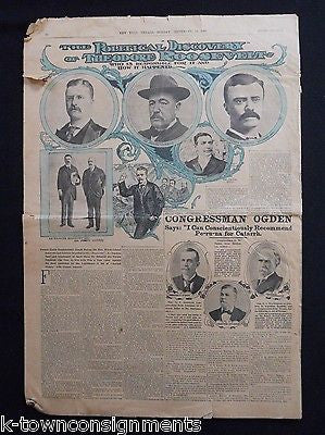 TEDDY ROOSEVELT POLITICAL DISCOVERY ANTIQUE NEWSPAPER PAGE POSTER PRINT 1901 - K-townConsignments
