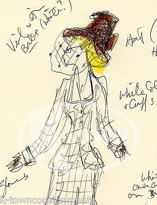 MARTHA'S HONEYMOON HAT ORIGINAL THEATRE PLAY COSTUME DESIGN INK SKETCH W/ NOTES - K-townConsignments