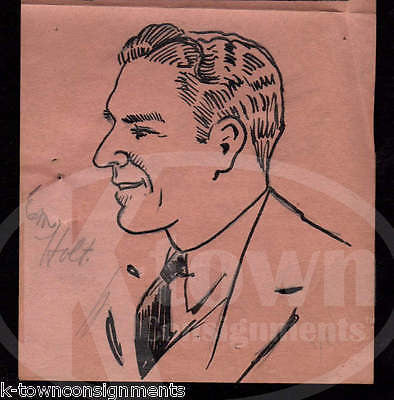 PENNSYLVANIA RAILROAD EMPLOYEE MR. HOLT ORIGINAL JACK BRYAN CARTOON INK SKETCH - K-townConsignments