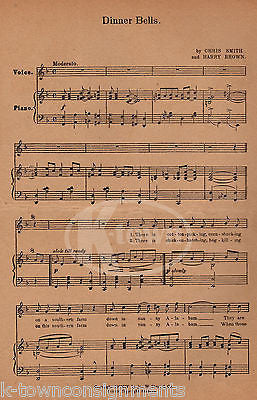 DINNER BELLS CHRIS SMITH SONG ANTIQUE GRAPHIC ILLUSTRATED SHEET MUSIC 1904 - K-townConsignments