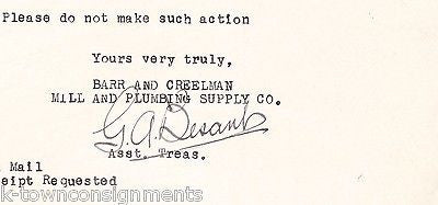 BARR & CREELMAN MILL & PLUMBING ROCHESTER NY ANTIQUE SIGNED STATIONERY LETTER - K-townConsignments