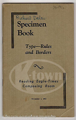 TEXT TYPE RULES & BORDERS VINTAGE FONTS & ICONS PRINTING SPECIMEN BOOK 1941 - K-townConsignments