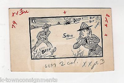 SHH! PARK RANGERS ON NIGHT PATROL ORIGINAL INK SKETCH BY WWII ARTIST JACK BRYAN - K-townConsignments