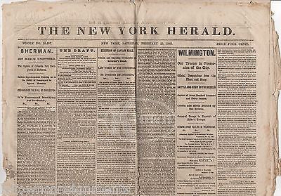 SHERMAN'S MARCH WILMINGTON BATTLE & CAPTAIN BEALL EXECUTION CIVIL WAR NEWSPAPER - K-townConsignments